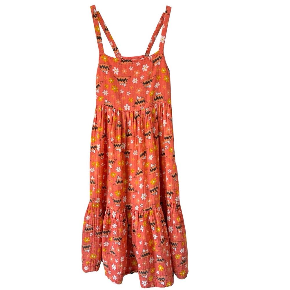 Hanna Andersson Peanuts Snoopy Gauze Cotton Tiered Summer Maxi Dress US10 140cm